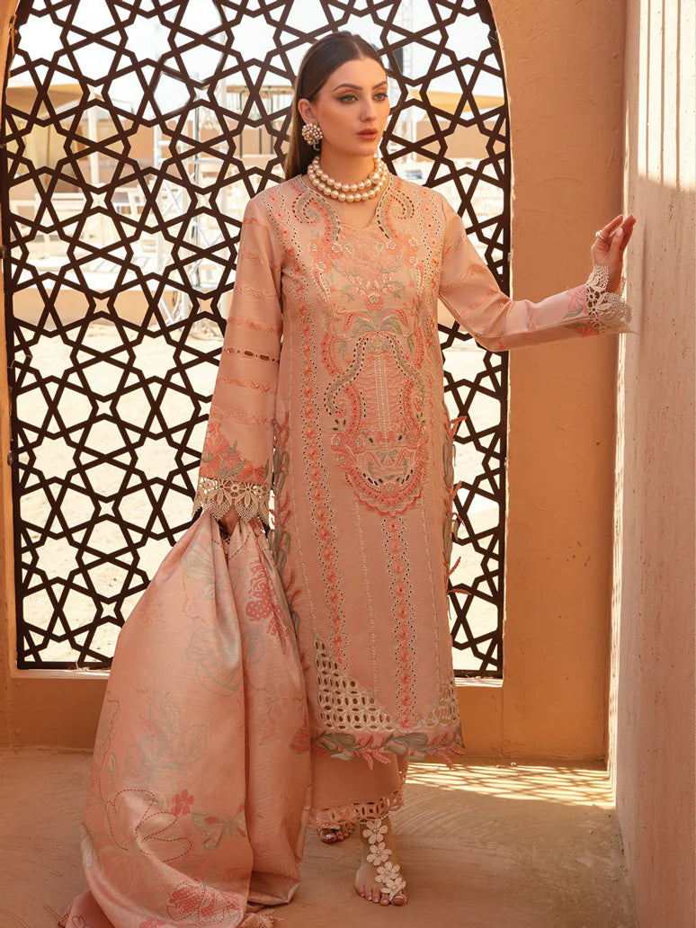 Rang Rasiya Premium Embroidered Unstitched Lawn 3Pc Suit D-07 MINAAL
