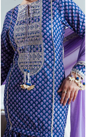 Embroidered Silk - 3 Pc | FE-52063