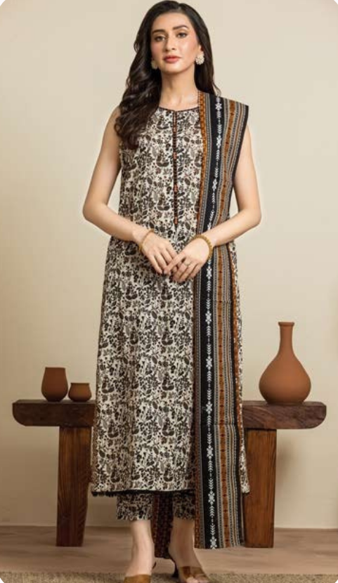 Elegant 3-Piece Cambric Suit with Lawn Dupatta