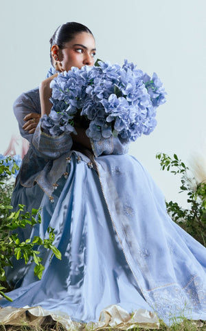 Embriodered Cotton Net - 3 Pc | FE-52165