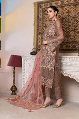 JJ EMBELLISH BY JANIQUE LUXURY EMBROIDERED UNDTITCHED SUIT D-005 Apricot Blossom
