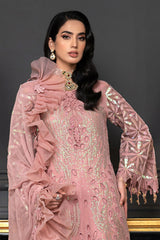 JANIQUE LUXURY CHIFFON UNSTITCHED SUIT D-011 Peachy Elegance