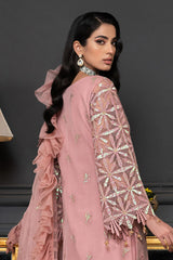 JANIQUE LUXURY CHIFFON UNSTITCHED SUIT D-011 Peachy Elegance