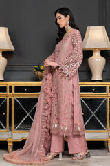 JANIQUE LUXURY CHIFFON UNSTITCHED SUIT D-011 Peachy Elegance