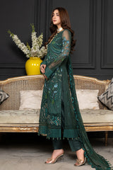 JANIQUE LUXURY CHIFFON UNSTITCHED SUIT D-012 Emerald