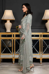 JANIQUE LUXURY CHIFFON UNSTITCHED SUIT D-013 Minted Mocha
