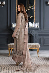 JANIQUE LUXURY CHIFFON UNSTITCHED SUIT D-014 Cocoa Chic