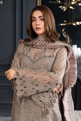JANIQUE LUXURY CHIFFON UNSTITCHED SUIT D-014 Cocoa Chic