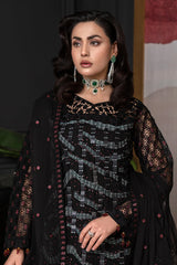 JANIQUE LUXURY CHIFFON UNSTITCHED SUIT D-018 Midnight Glamour