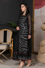 JANIQUE LUXURY CHIFFON UNSTITCHED SUIT D-018 Midnight Glamour