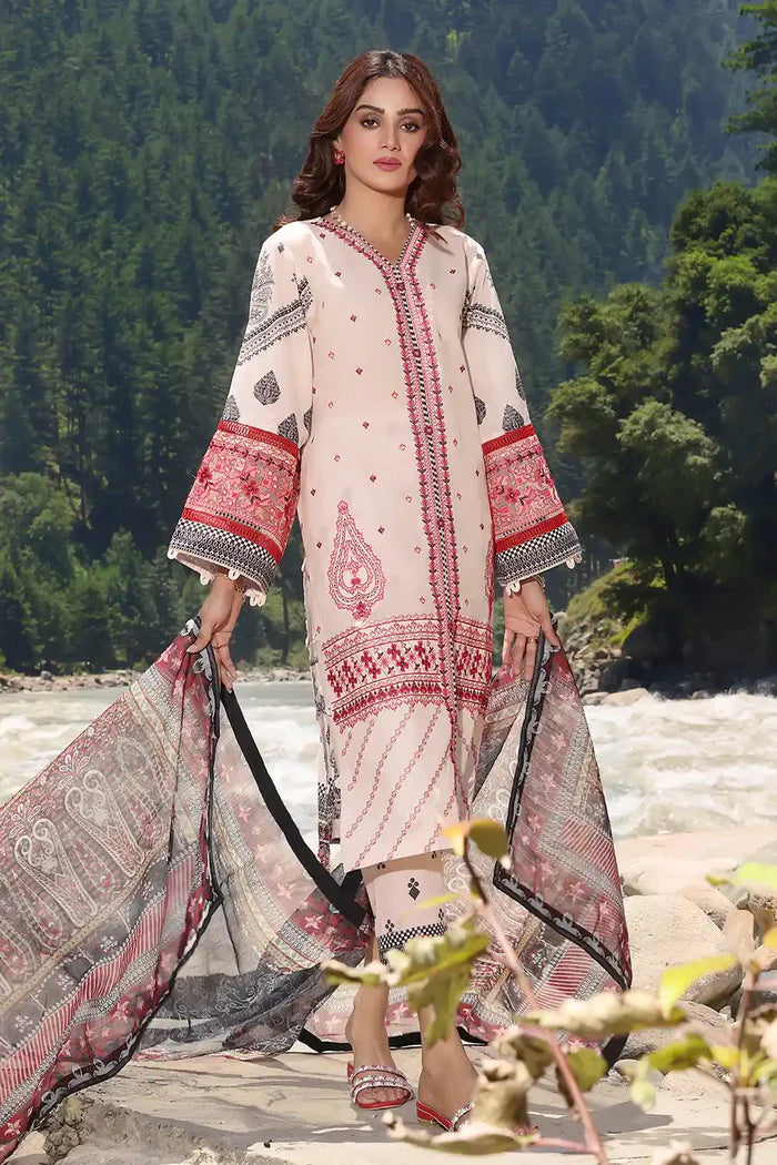 Khas Khawab Kinare  3PC Embroidered Unstitched Lawn Suit KOE-2166