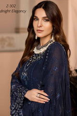 ZARSHA BY FASHION CITY LUXURY CHIFFON UNSTITCHED SUIT Z-302 MIDNIGHT ELEGANCY