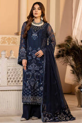 ZARSHA BY FASHION CITY LUXURY CHIFFON UNSTITCHED SUIT Z-302 MIDNIGHT ELEGANCY