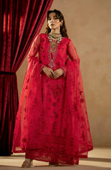 Maryum & Maria Zamani Begum Embroidered Organza Unstitched 3Pc Suit Tourmaline-(MW23-513)