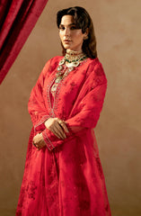 Maryum & Maria Zamani Begum Embroidered Organza Unstitched 3Pc Suit Tourmaline-(MW23-513)