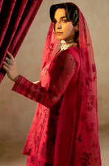 Maryum & Maria Zamani Begum Embroidered Organza Unstitched 3Pc Suit Tourmaline-(MW23-513)