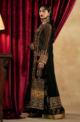 Maryum & Maria Zamani Begum Embroidered Organza Unstitched 3Pc Suit Amber-(MW23-519)