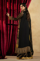 Maryum & Maria Zamani Begum Embroidered Organza Unstitched 3Pc Suit Amber-(MW23-519)