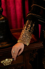 Maryum & Maria Zamani Begum Embroidered Organza Unstitched 3Pc Suit Amber-(MW23-519)