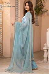 ZARSHA BY FASHION CITY LUXURY CHIFFON UNSTITCHED SUIT Z-306 MYSTIC MEADOW