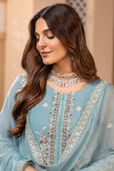 ZARSHA BY FASHION CITY LUXURY CHIFFON UNSTITCHED SUIT Z-306 MYSTIC MEADOW