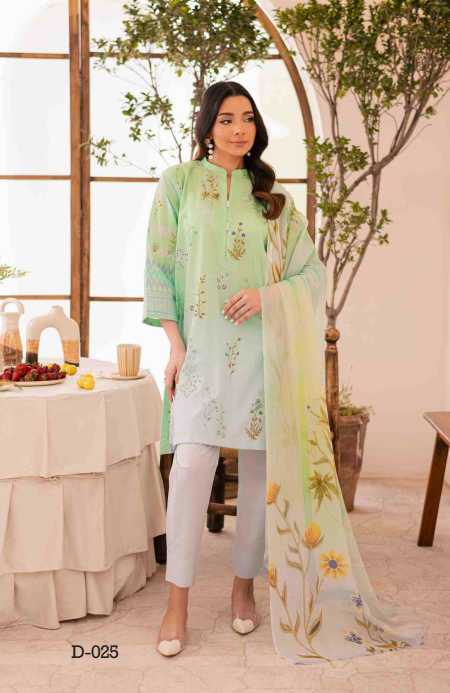 FLORAL OASIS Embroidered Lawn