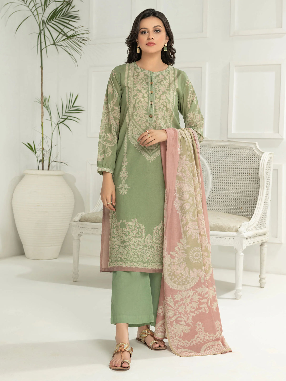 Limelight Printed Lawn Unstitched 3pc Suit U2913SU-3PC-GRN