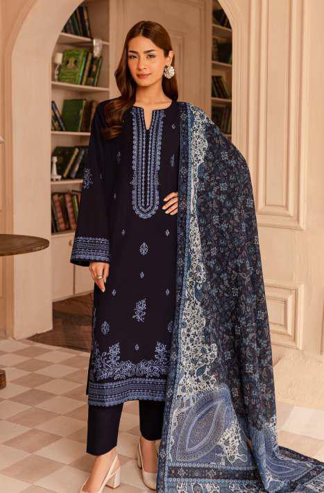 Bring charm to every winter moment with Manzil’s Embroidered Khaddar D9336