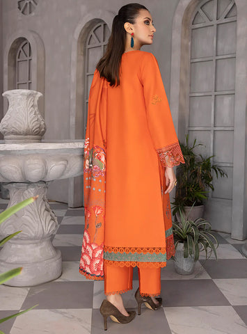 Rang Rasiya Florence Embroidered Linen Unstitched 3Pc Suit D-10 ADAN