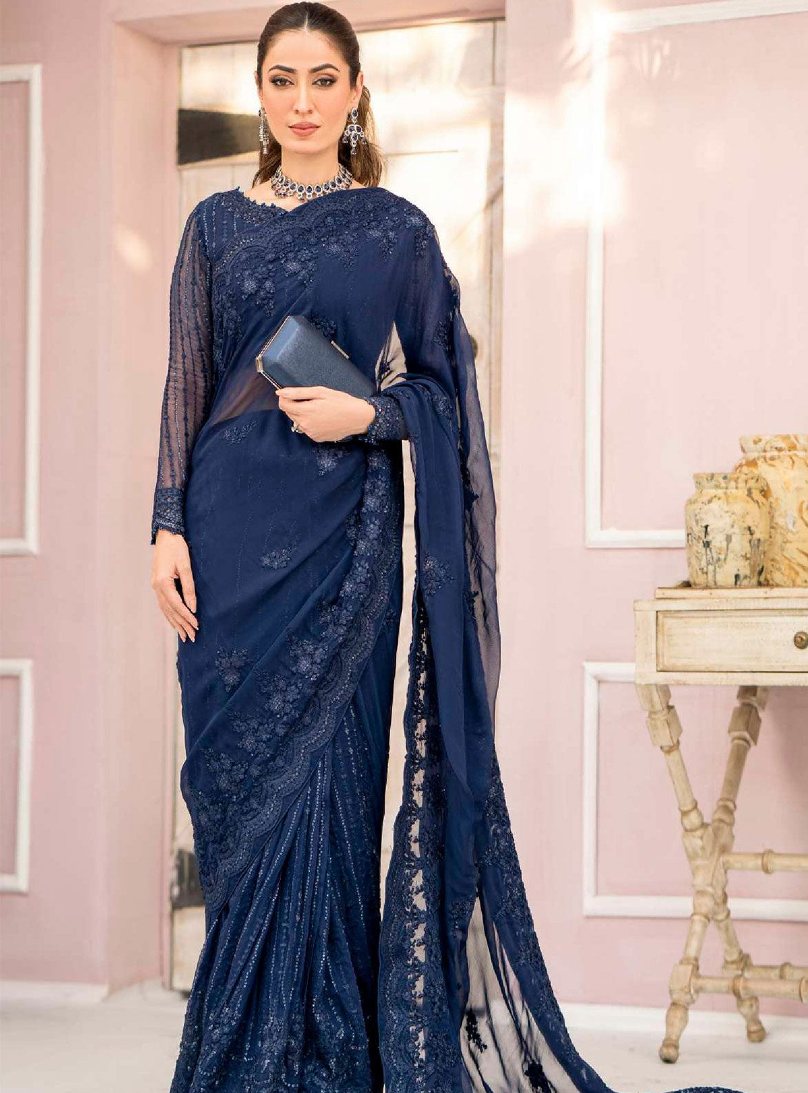 Embroidered Crinkle Chiffon 3PCS DRESS