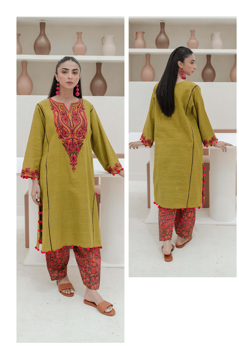 Zellbury Digital Printed Embroidered khaddar Unstitched 2pc suit WUW23E20665