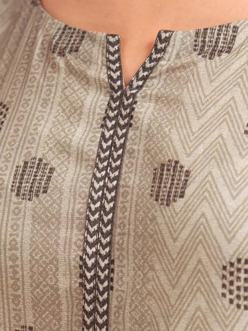 Edenrobe Printed Khaddar 3pc Unstitched Suit Sage EWU23A3-27116