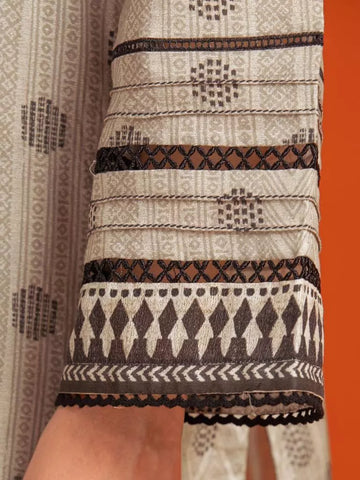Edenrobe Printed Khaddar 3pc Unstitched Suit Sage EWU23A3-27116