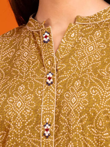 Edenrobe Printed Khaddar 3pc Unstitched Suit Golden  EWU23A3-27186