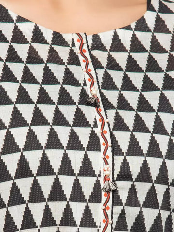 Edenrobe Printed Khaddar 3pc Unstitched Suit Black & White EWU23A3S-27636