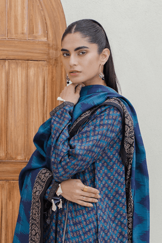 Zellbury Digital Printed Embroidered Khaddar Unstitched 3pc suit WUW23X30765