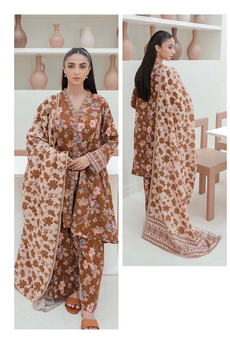 Zellbury Digital Printed Khaddar Unstitched 3pc Essential suit WUW23X30739