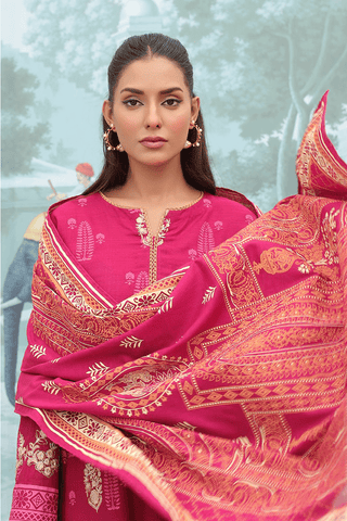 Zellbury Paste Printed Embroidered Khaddar Unstitched 3pc suit WUW23X30694