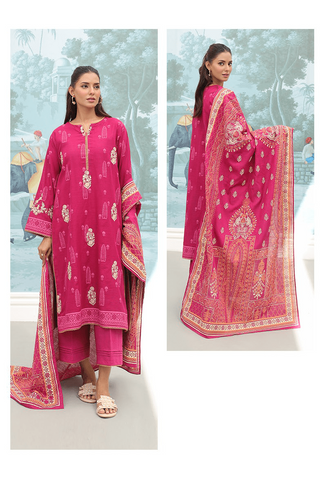 Zellbury Paste Printed Embroidered Khaddar Unstitched 3pc suit WUW23X30694