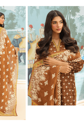 Zellbury Digital Printed Embroidered Khaddar Unstitched 3pc suit WUW23E30764