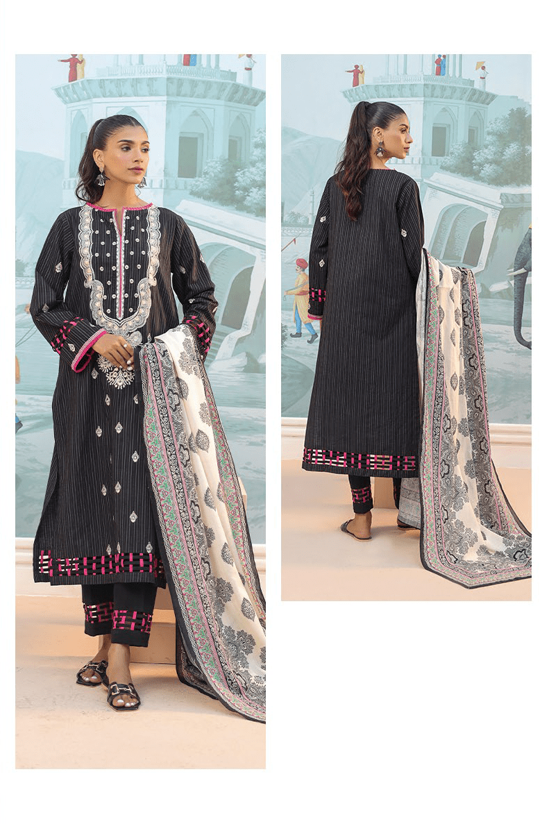 Zellbury Dyed Embroidered Textured Khaddar Unstitched 3pc suit WUW23E30770