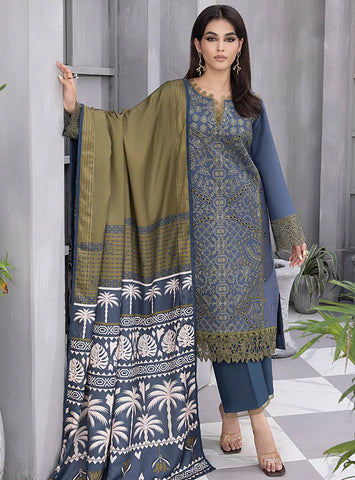 Rang Rasiya Florence Embroidered Linen Unstitched 3Pc Suit D-04 ZAHABIA