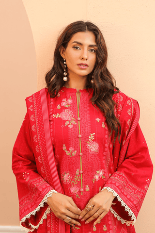 Zellbury Paste Printed Embroidered Khaddar Unstitched 3pc suit WUW23E30693