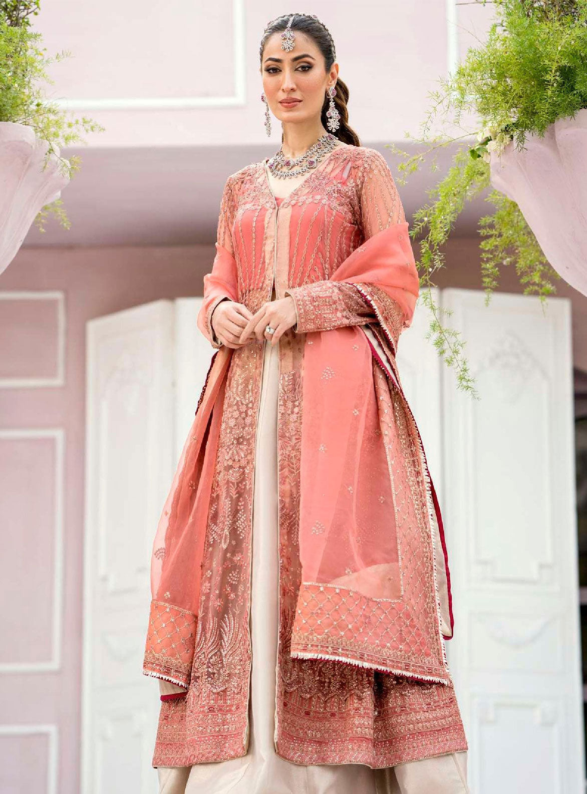 Embroidered Net Front 3PCS DRESS