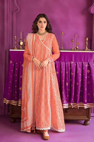 3PC Embroidered Chunri Lawn Unstitched Suit With Gold And Lacquer Printed Lawn Dupatta