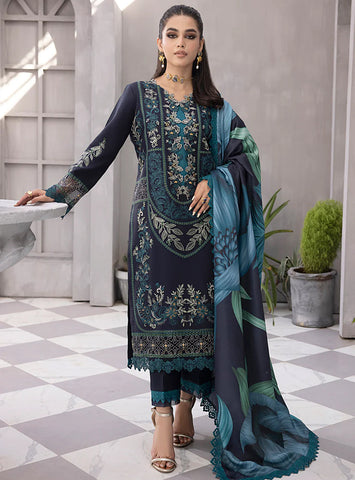 Rang Rasiya Florence Embroidered Linen Unstitched 3Pc Suit D-05 KAZIMAH