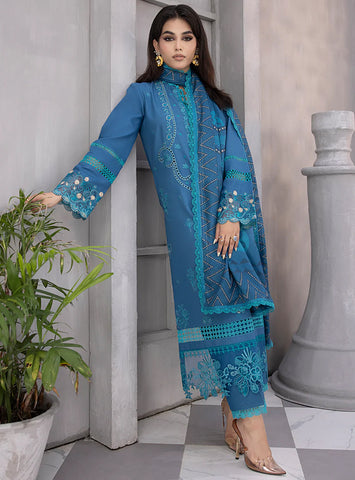 Rang Rasiya Florence Embroidered Linen Unstitched 3Pc Suit D-07 MALIHA
