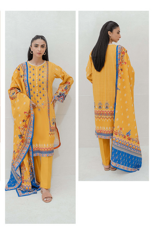 Zellbury Digital Printed khaddar Unstitched 3pc Essential suit WUW23X30724