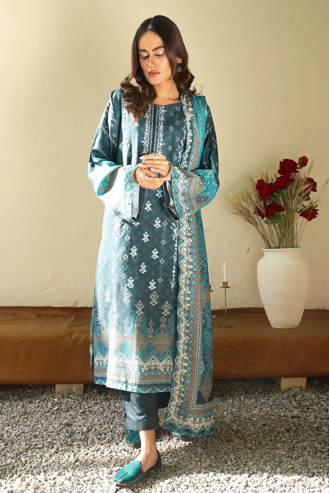 Rashid Textile Hazel Premium Embroidered Karandi Unstitched 3pc suit 8207