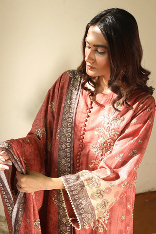 Rashid Textile Hazel Premium Embroidered Karandi Unstitched 3pc suit 8208